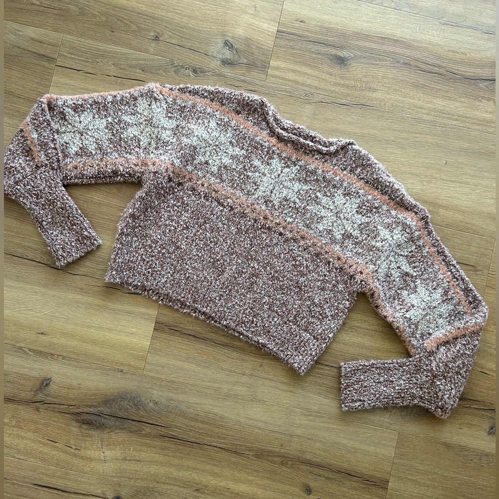 NEW Free People Cozy Knit Crop Patterned Sweater